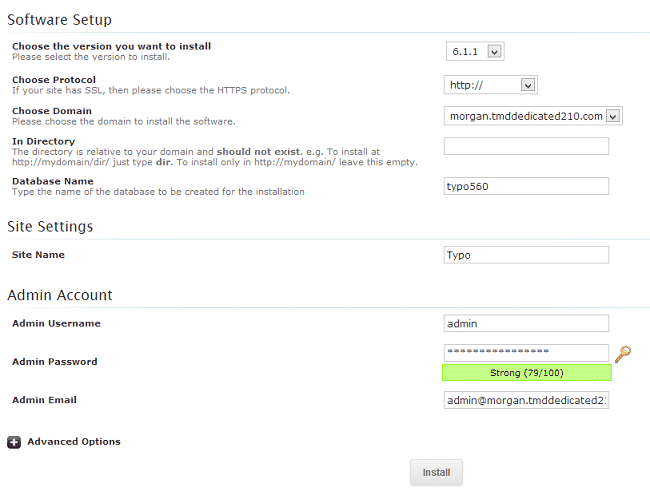 Typo3 automatic installation