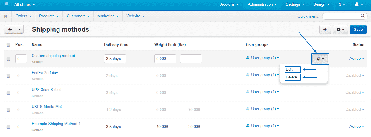 How to manage shipping settings in CS-Cart?